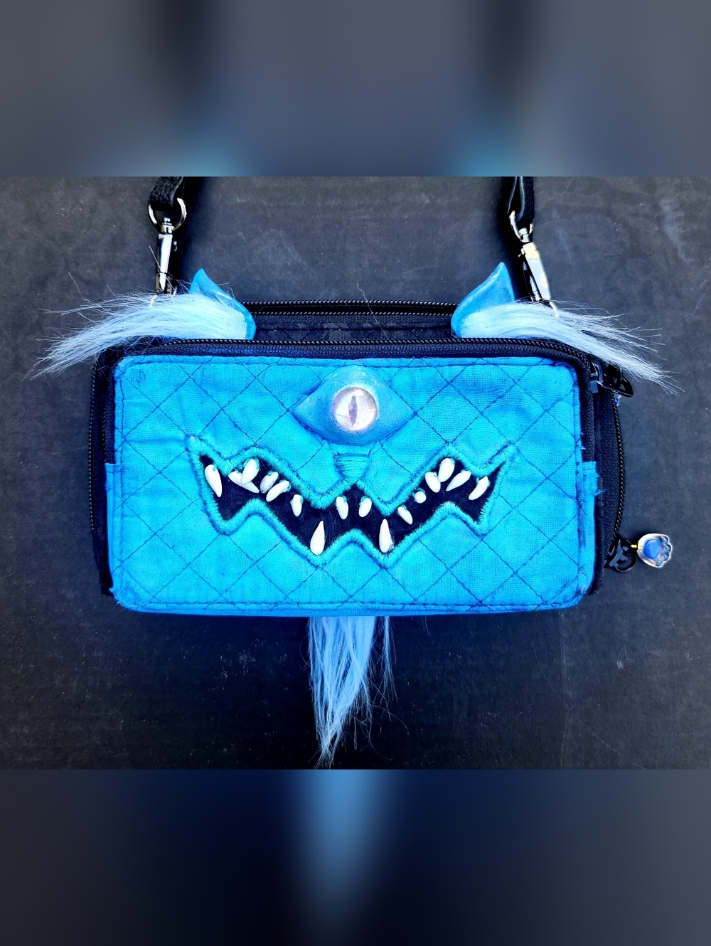 Custom Sculpted "MONSTER" Cat Purse Bag - VERA BRADLEY base
